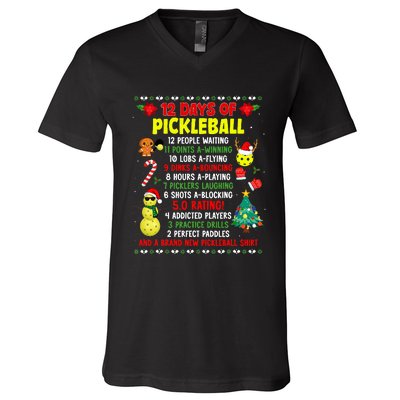 12 Days Of Pickleball Christmas Players Holiday Season V-Neck T-Shirt