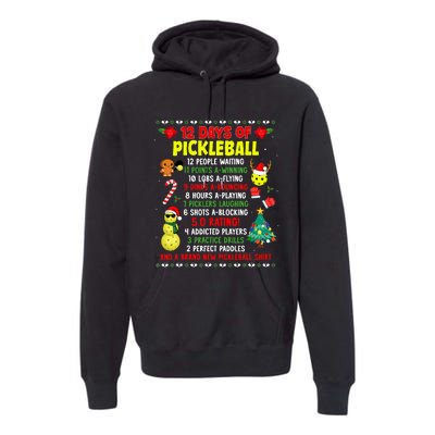 12 Days Of Pickleball Christmas Players Holiday Season Premium Hoodie