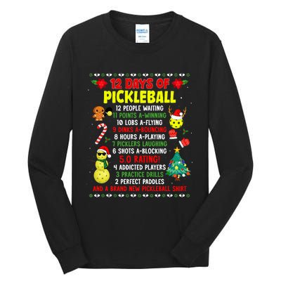 12 Days Of Pickleball Christmas Players Holiday Season Tall Long Sleeve T-Shirt