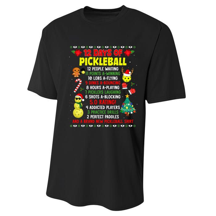 12 Days Of Pickleball Christmas Players Holiday Season Performance Sprint T-Shirt