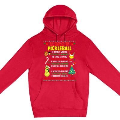 12 Days Of Pickleball Christmas Players Holiday Season Premium Pullover Hoodie