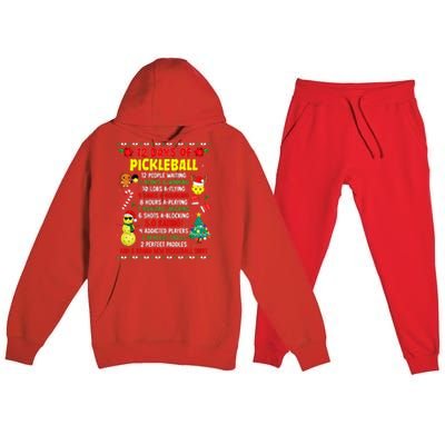 12 Days Of Pickleball Christmas Players Holiday Season Premium Hooded Sweatsuit Set