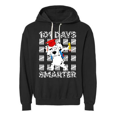101 Days Of School Dalmatian Dog 100 Days Smarter Teacher Garment-Dyed Fleece Hoodie