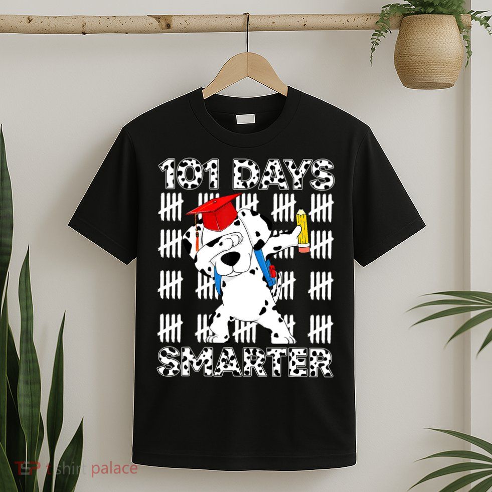 101 Days Of School Dalmatian Dog 100 Days Smarter Teacher T-Shirt