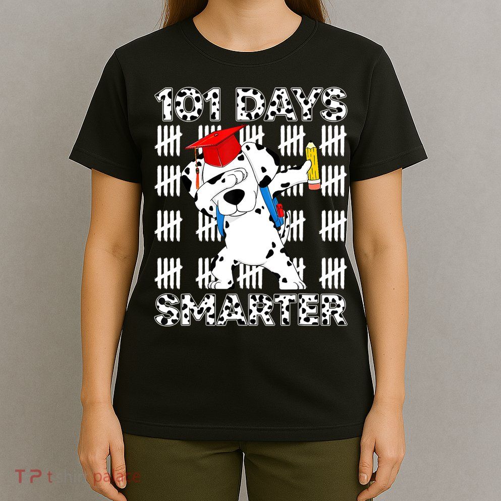 101 Days Of School Dalmatian Dog 100 Days Smarter Teacher T-Shirt