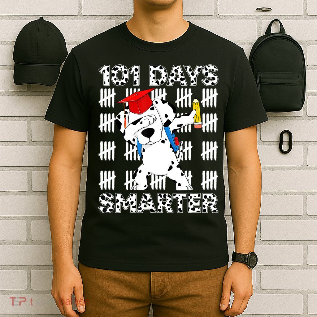 101 Days Of School Dalmatian Dog 100 Days Smarter Teacher T-Shirt