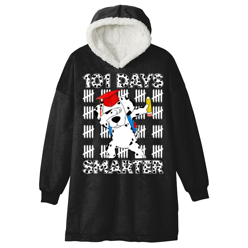 101 Days Of School Dalmatian Dog 100 Days Smarter Teacher Hooded Wearable Blanket