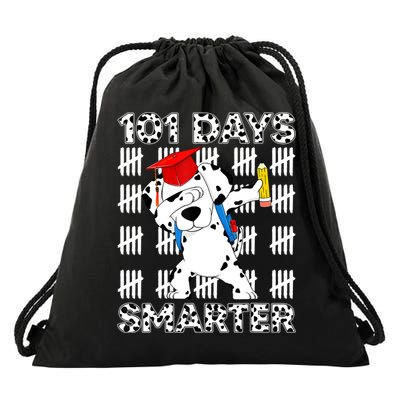 101 Days Of School Dalmatian Dog 100 Days Smarter Teacher Drawstring Bag