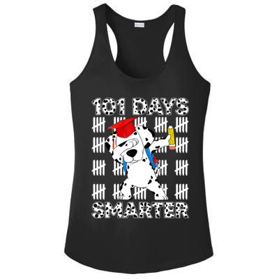 101 Days Of School Dalmatian Dog 100 Days Smarter Teacher Ladies PosiCharge Competitor Racerback Tank