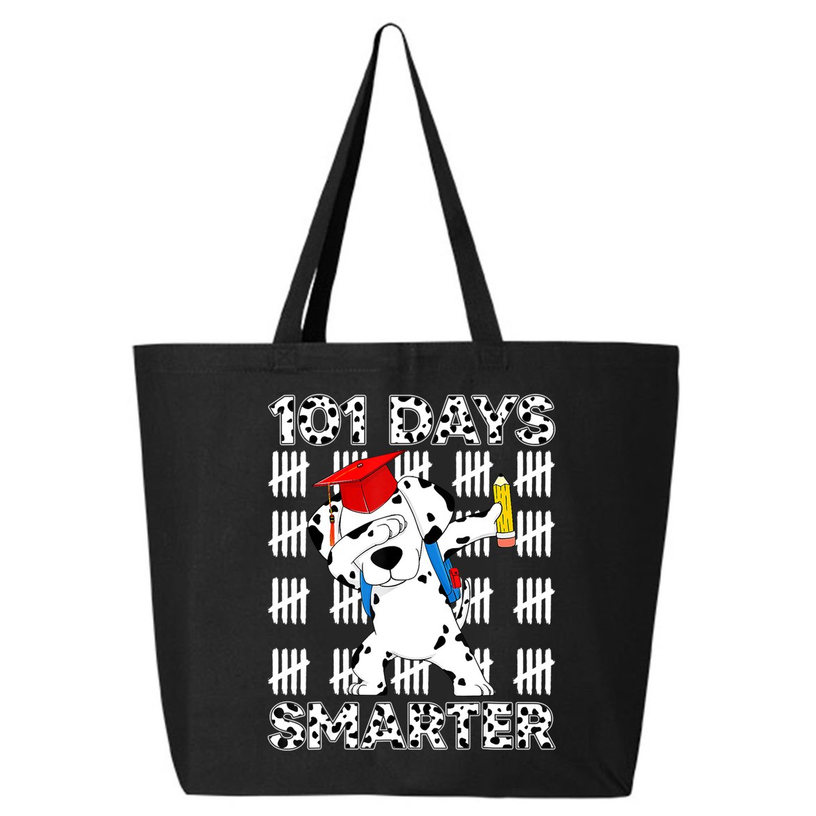 101 Days Of School Dalmatian Dog 100 Days Smarter Teacher 25L Jumbo Tote