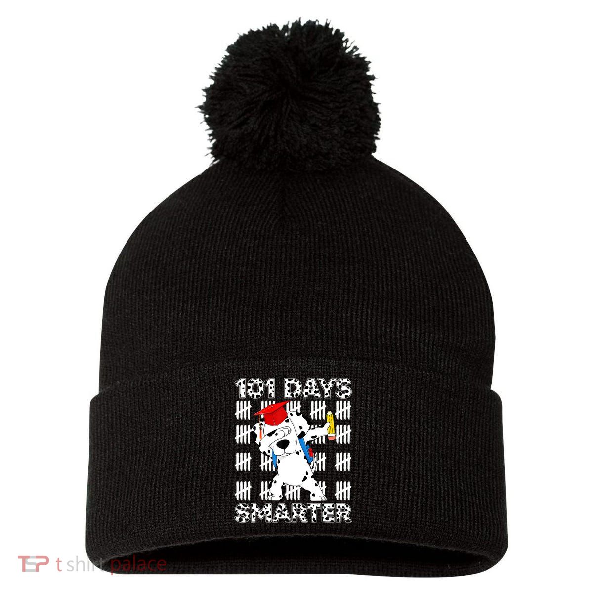101 Days Of School Dalmatian Dog 100 Days Smarter Teacher Pom Pom 12in Knit Beanie