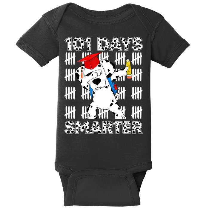 101 Days Of School Dalmatian Dog 100 Days Smarter Teacher Baby Bodysuit