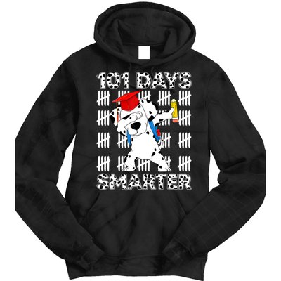 101 Days Of School Dalmatian Dog 100 Days Smarter Teacher Tie Dye Hoodie