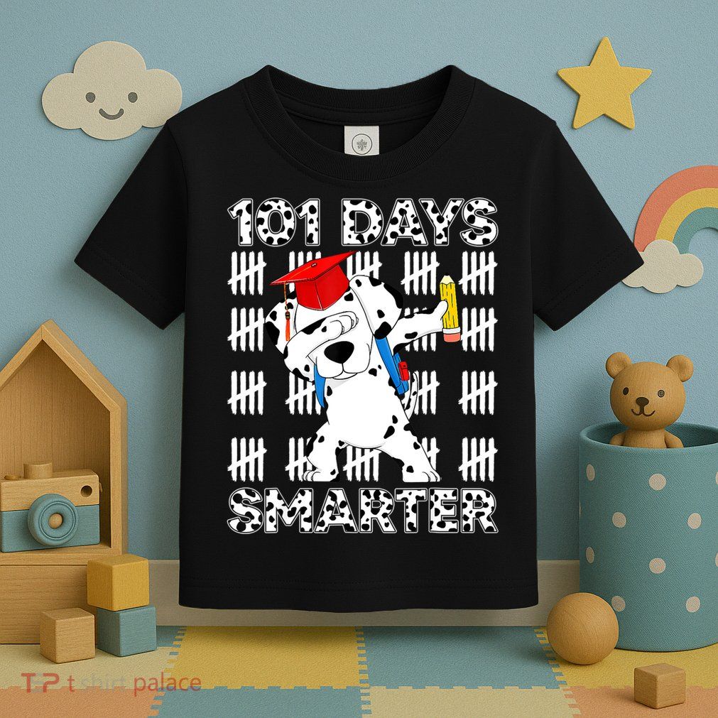101 Days Of School Dalmatian Dog 100 Days Smarter Teacher Toddler T-Shirt