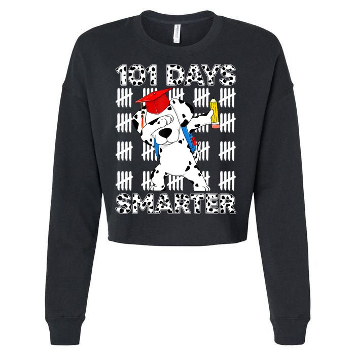 101 Days Of School Dalmatian Dog 100 Days Smarter Teacher Cropped Pullover Crew