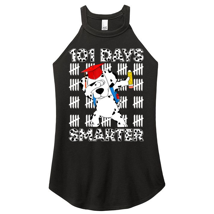 101 Days Of School Dalmatian Dog 100 Days Smarter Teacher Women's Perfect Tri Rocker Tank
