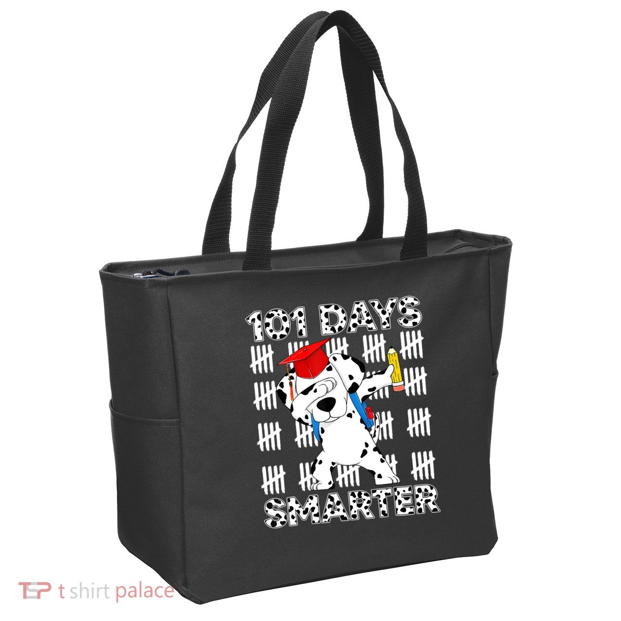 101 Days Of School Dalmatian Dog 100 Days Smarter Teacher Zip Tote Bag