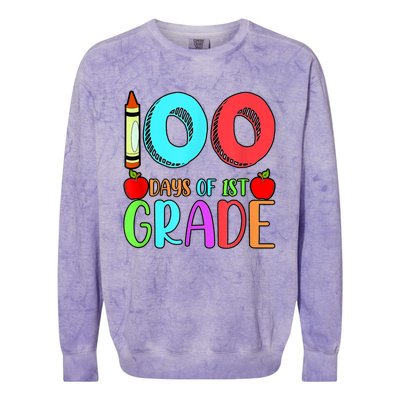 100 Days Of 1st Grade Happy 100th Day Of School Colorblast Crewneck Sweatshirt