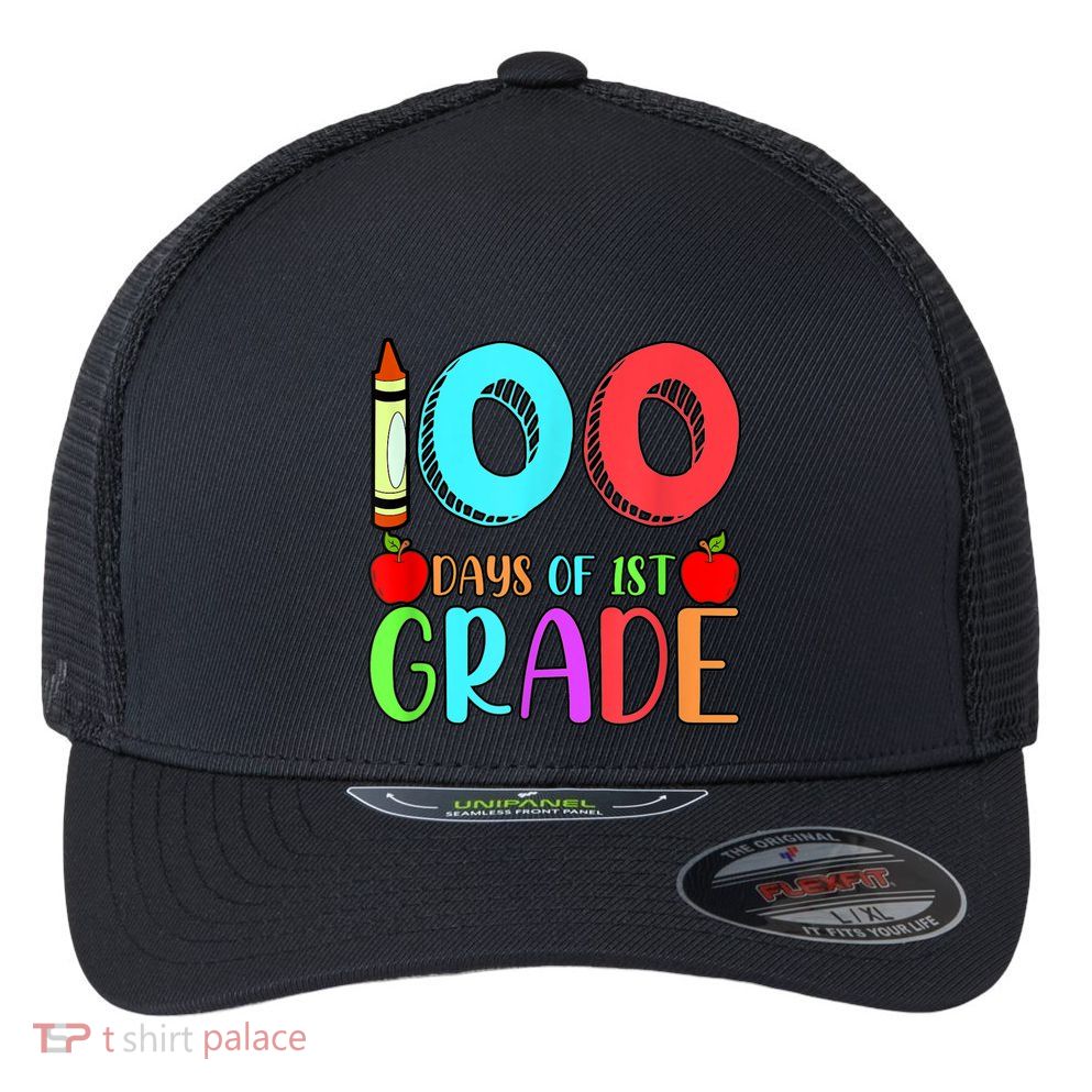 100 Days Of 1st Grade Happy 100th Day Of School Flexfit Unipanel Trucker Cap