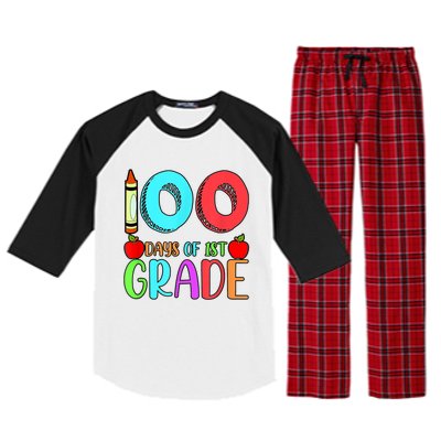 100 Days Of 1st Grade Happy 100th Day Of School Raglan Sleeve Pajama Set