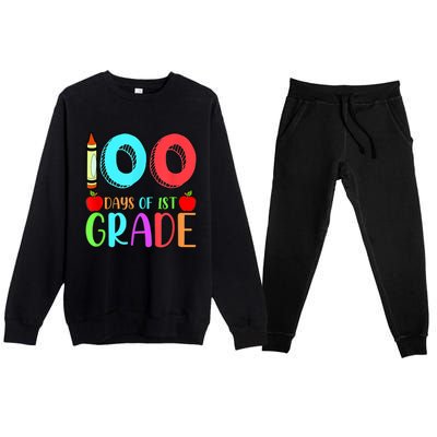 100 Days Of 1st Grade Happy 100th Day Of School Premium Crewneck Sweatsuit Set