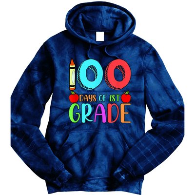 100 Days Of 1st Grade Happy 100th Day Of School Tie Dye Hoodie