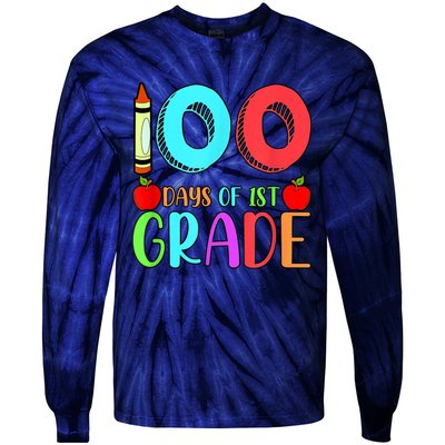 100 Days Of 1st Grade Happy 100th Day Of School Tie-Dye Long Sleeve Shirt