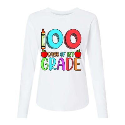 100 Days Of 1st Grade Happy 100th Day Of School Womens Cotton Relaxed Long Sleeve T-Shirt