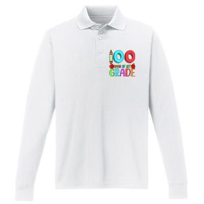 100 Days Of 1st Grade Happy 100th Day Of School Performance Long Sleeve Polo