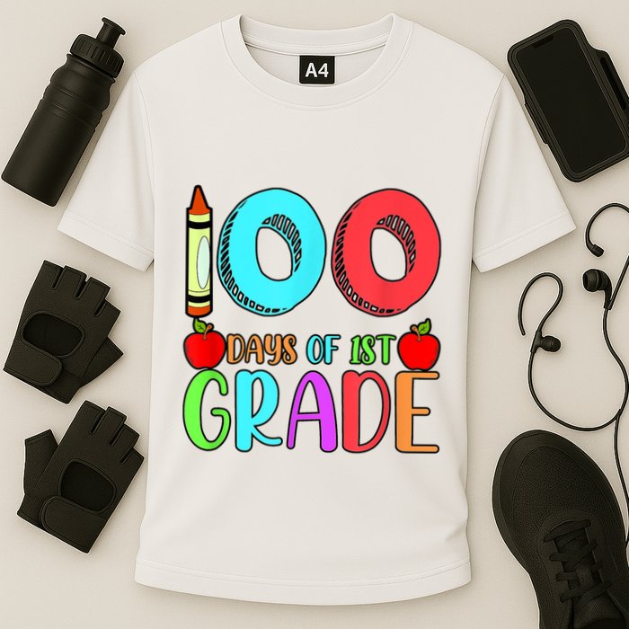 100 Days Of 1st Grade Happy 100th Day Of School Performance Shirt