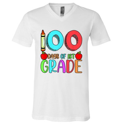 100 Days Of 1st Grade Happy 100th Day Of School V-Neck T-Shirt