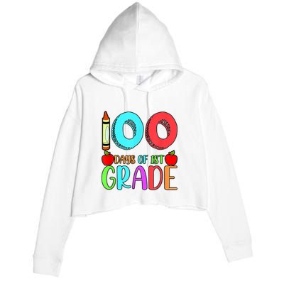 100 Days Of 1st Grade Happy 100th Day Of School Crop Fleece Hoodie