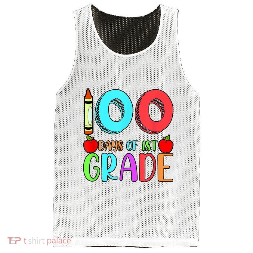 100 Days Of 1st Grade Happy 100th Day Of School Mesh Reversible Basketball Jersey Tank