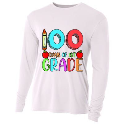 100 Days Of 1st Grade Happy 100th Day Of School Cooling Performance Long Sleeve Crew