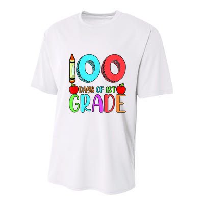 100 Days Of 1st Grade Happy 100th Day Of School Youth Performance Sprint T-Shirt
