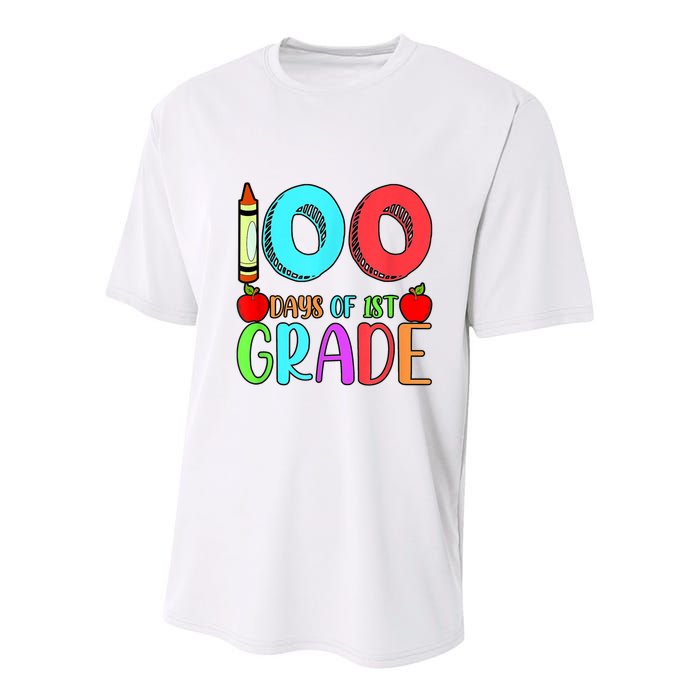 100 Days Of 1st Grade Happy 100th Day Of School Youth Performance Sprint T-Shirt