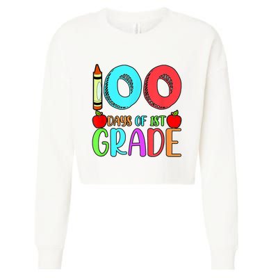 100 Days Of 1st Grade Happy 100th Day Of School Cropped Pullover Crew