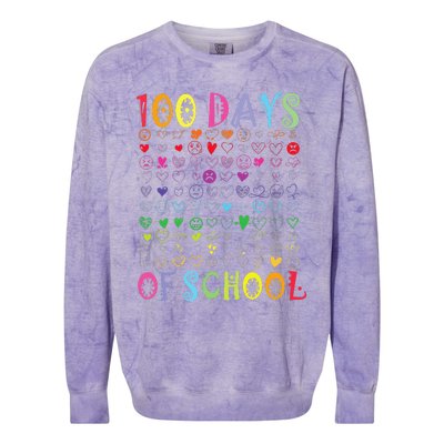 100 Days Of School Teacher Student   100 Hearts Colorblast Crewneck Sweatshirt