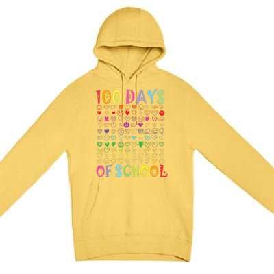 100 Days Of School Teacher Student   100 Hearts Premium Pullover Hoodie