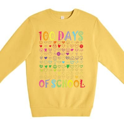 100 Days Of School Teacher Student   100 Hearts Premium Crewneck Sweatshirt