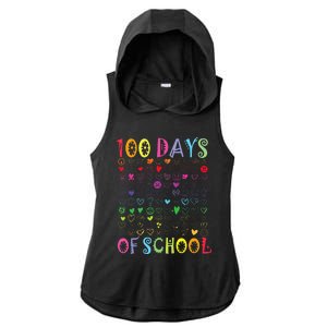 100 Days Of School Teacher Student   100 Hearts Ladies PosiCharge Tri-Blend Wicking Draft Hoodie Tank