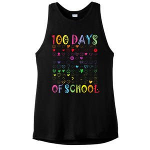 100 Days Of School Teacher Student   100 Hearts Ladies PosiCharge Tri-Blend Wicking Tank