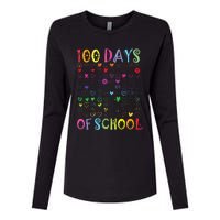 100 Days Of School Teacher Student   100 Hearts Womens Cotton Relaxed Long Sleeve T-Shirt