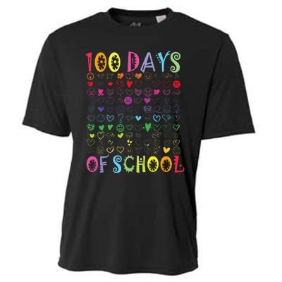 100 Days Of School Teacher Student   100 Hearts Cooling Performance Crew T-Shirt