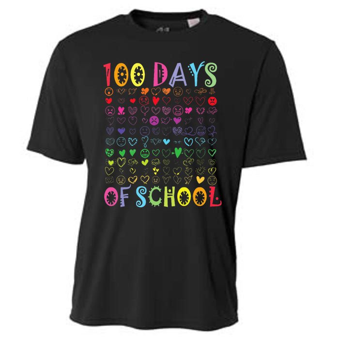 100 Days Of School Teacher Student   100 Hearts Cooling Performance Crew T-Shirt