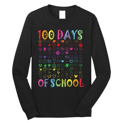 100 Days Of School Teacher Student   100 Hearts Long Sleeve Shirt