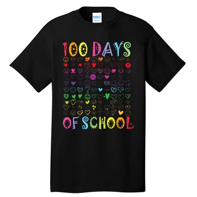 100 Days Of School Teacher Student   100 Hearts Tall T-Shirt