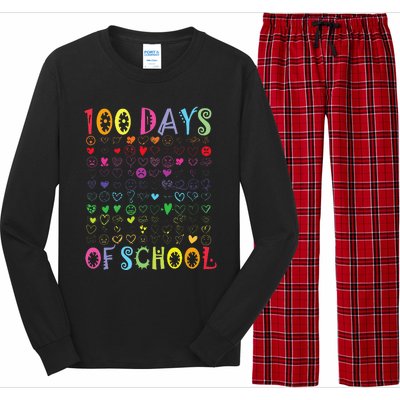 100 Days Of School Teacher Student   100 Hearts Long Sleeve Pajama Set