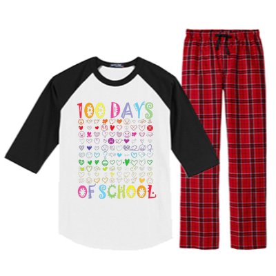 100 Days Of School Teacher Student   100 Hearts Raglan Sleeve Pajama Set