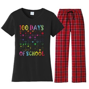 100 Days Of School Teacher Student   100 Hearts Women's Flannel Pajama Set